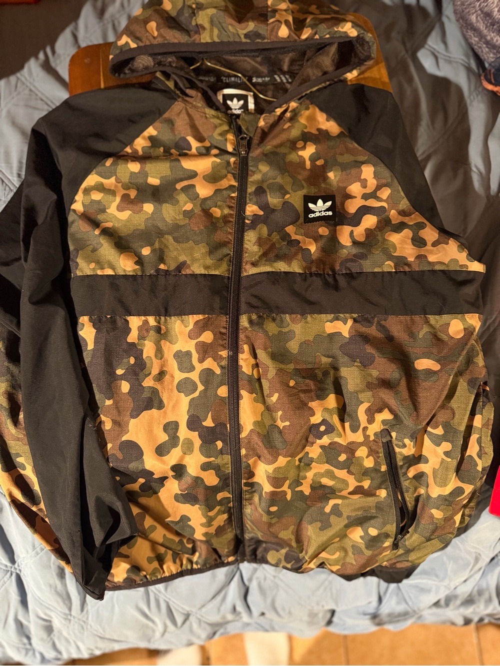 adidas Men’s Camo Hooded Windbreaker Jacket - Green & Brown Camo